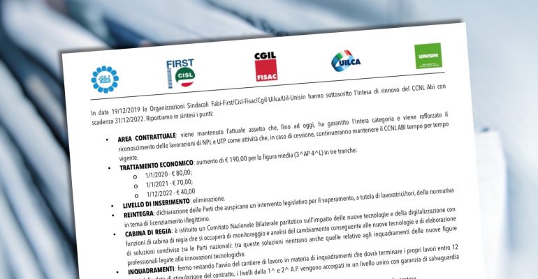 Nuovo Ccnl Dei Bancari: Il Comunicato Unitario A Seguito Dell’Intesa