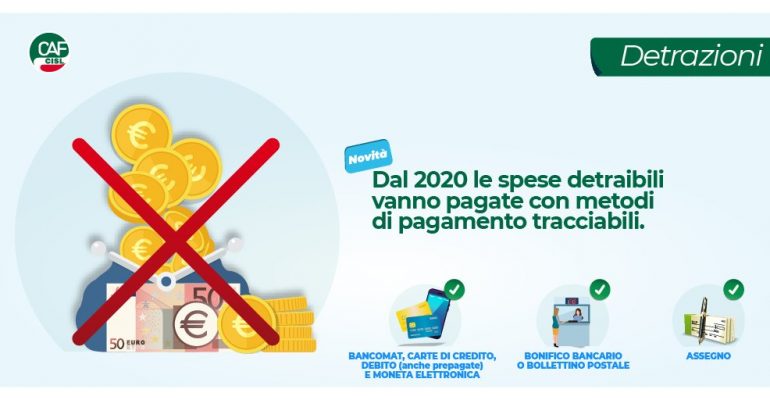 Detraibilità Spese 2020 solo con pagamenti tracciabili