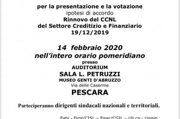 Assemblee per votazione CCNL settore Creditizio e Finanziario