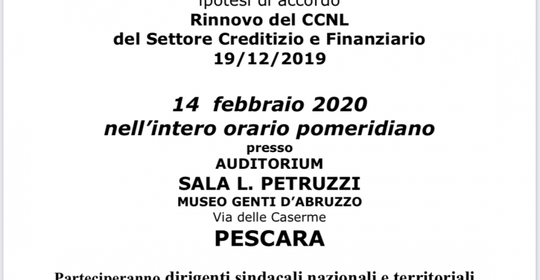 Assemblee per votazione CCNL settore Creditizio e Finanziario