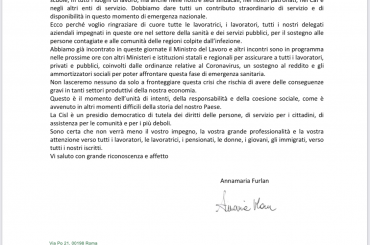 Lettere Annamaria Furlan