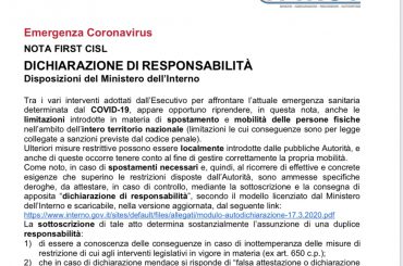 Emergenza Coronavirus: Dichiarazione Di Responsabilità