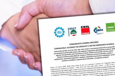 Coronavirus, accordo tra sindacati e Abi per emergenza in banca