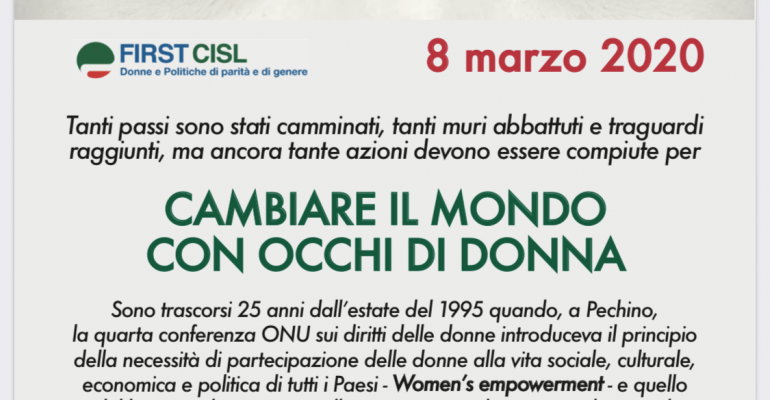 Locandina First Cisl per 8 Marzo