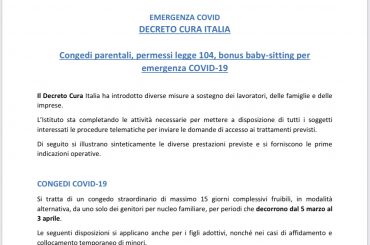 Emergenza Covid-19: Decreto Cura Italia