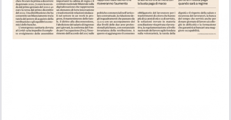 Bancari: via libera al contratto