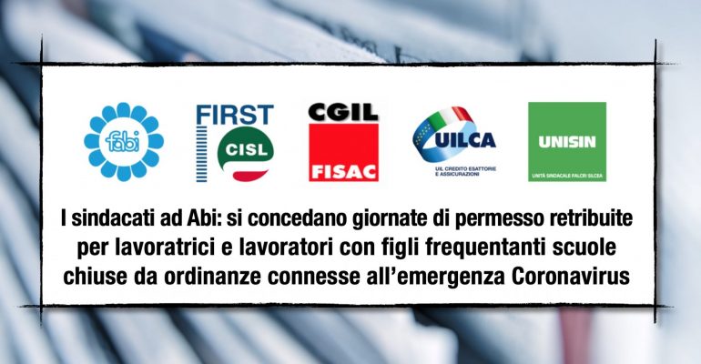 Lettera Unitaria Ad ABI Per Emergenza Covid-19