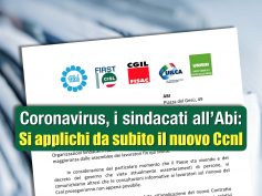 Coronavirus, i sindacati all’Abi, si applichi da subito il nuovo CCNL