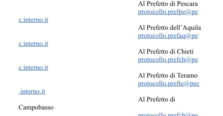 Lettera Ai Prefetti Delle Province Abruzzo E Molise