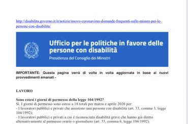 Covid-19: Misure in favore delle persone con disabilità