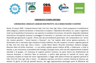Coronavirus: Bancari Non Protetti – Sindacati Via A Mobilitazione E Sciopero