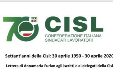 70 anni Cisl: lettere Annamaria Furlan