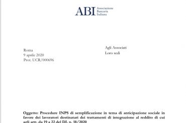 ABI: procedure semplificate per l’anticipazione dei trattamenti di integrazione