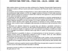 Emergenza Covid-19: Vertice Sigle Sindacali Con ABI