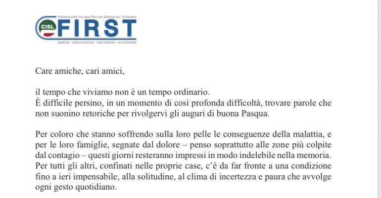 Lettera Del Segretario Generale First Cisl