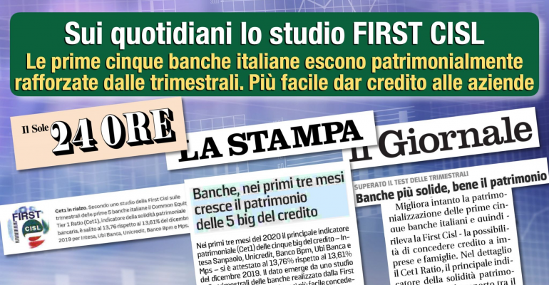 Studio First Cisl big five, dai giornali, tengono ricavi si contraggono i costi