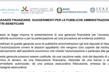 Garanzie Finanziarie: suggerimenti per le pubbliche amministrazioni e altri beneficiari