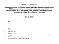 Aggiornamento ed integrazione del protocollo condiviso emergenza Covid-19 per i Bancari