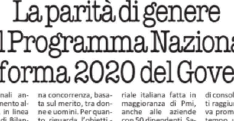 La parità di genere nel programma nazionale di riforma 2020 del Governo