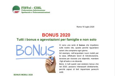 Bonus 2020: tutti i bonus ed agevolazioni previsti