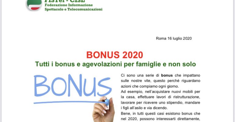 Bonus 2020: tutti i bonus ed agevolazioni previsti