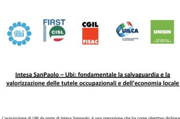 Comunicato Unitario: Intesa SanPaolo-Ubi