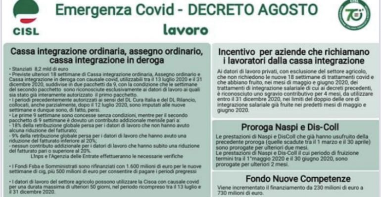 Emergenza Covid: Decreto Agosto