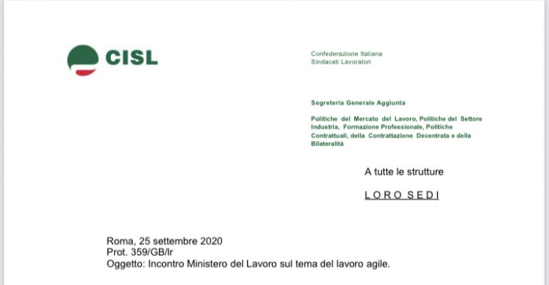 Incontro Ministero Del Lavoro sul tema del lavoro agile