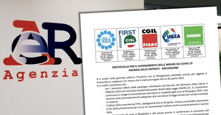 Prorogato al 30 aprile il protocollo Covid in Agenzia delle entrate-Riscossione