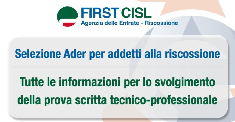 Selezione Ader per addetti alla riscossione: tutte le informazioni per lo svolgimento della prova scritta tecnico-professionale