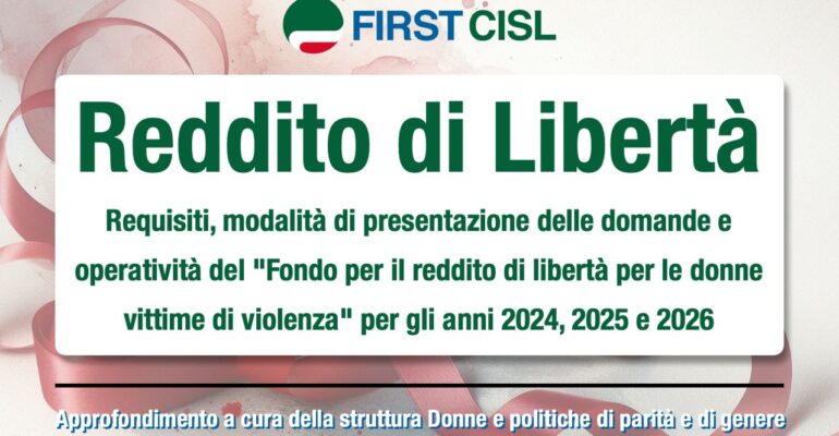 Reddito di libertà: un sostegno concreto alle donne vittime di violenza. L’approfondimento First Cisl