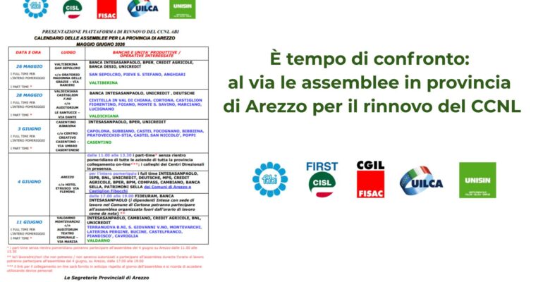 “È tempo di confronto:  al via le assemblee in provincia  di Arezzo per il rinnovo del CCNL”