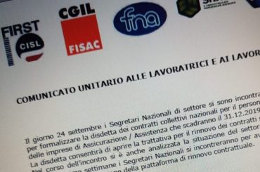 Assicurativi, Ania: è stata formalizzata la disdetta del contratto nazionale