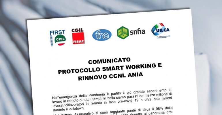 Protocollo smart working e rinnovo contratto nazionale Ania