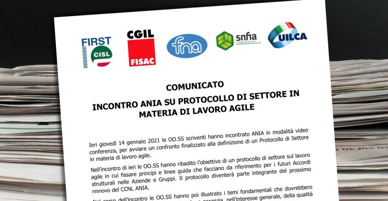 Incontro con Ania per definire protocollo di settore su lavoro agile