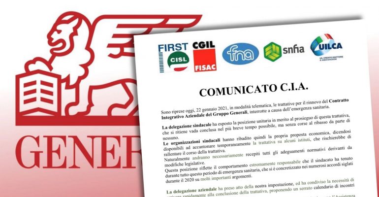 Generali, riprese le trattative per il rinnovo del contratto integrativo