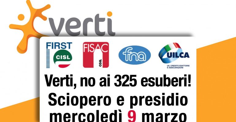 Verti, no ai 325 esuberi! Sciopero e presidio mercoledì 9 marzo