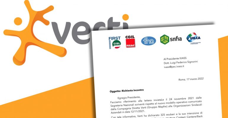 Verti, i sindacati chiedono un incontro urgente al presidente Ivass