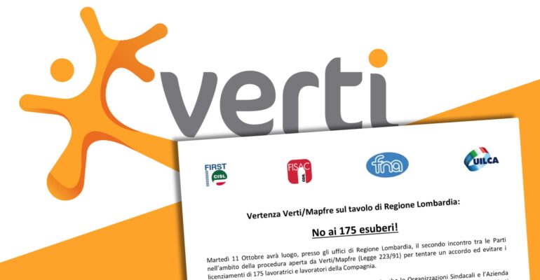 Vertenza Verti-Mapfre sul tavolo di Regione Lombardia: No ai 175 esuberi!