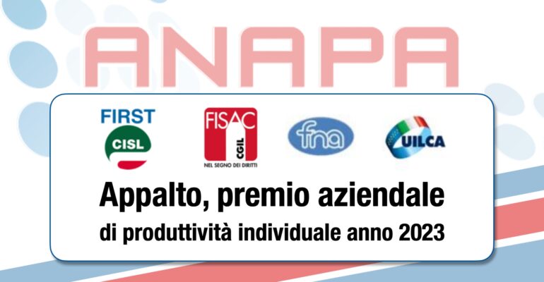 Appalto, premio aziendale di produttività individuale anno 2023