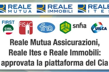 Reale Mutua Assicurazioni, Reale Ites e Reale Immobili: approvata la piattaforma del Contratto integrativo aziendale