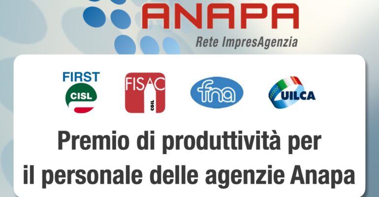 Premio di produttività per il personale delle agenzie ANAPA