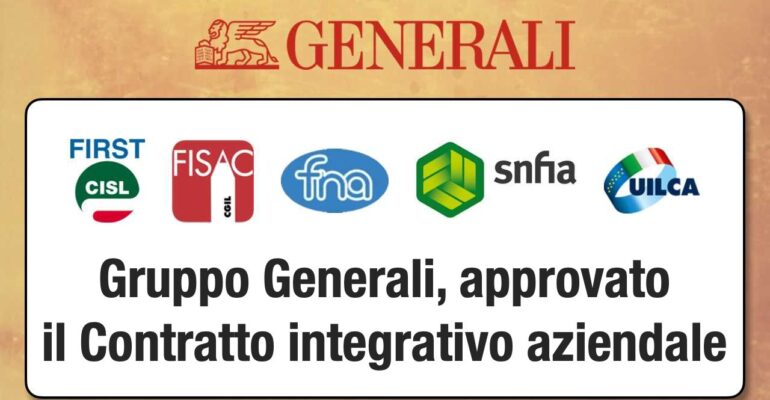 Gruppo Generali, approvato il Contratto integrativo aziendale