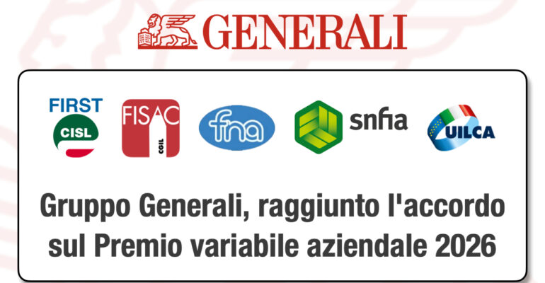 Gruppo Generali, raggiunto l’accordo sul Premio variabile 2026