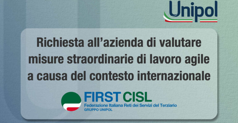 First Cisl Gruppo Unipol chiede all’azienda di valutare misure straordinarie di lavoro agile a causa dell’aumento dei costi energetici