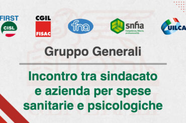 Gruppo Generali: incontro tra sindacato e azienda per spese sanitarie e psicologiche