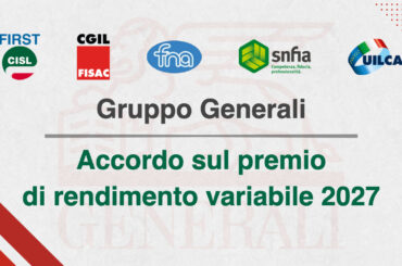 Gruppo Generali, accordo sul premio di rendimento variabile 2027