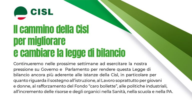 La posizione della CISL sulla manovra del Governo