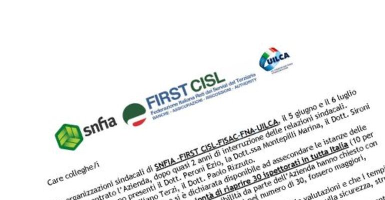 Si riallacciano le relazioni sindacali in Alleanza