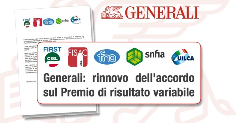 Gruppo Generali: rinnovo dell’accordo sul Premio di risultato variabile